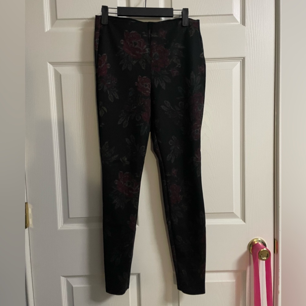 White House Black Market Black Floral Leggings